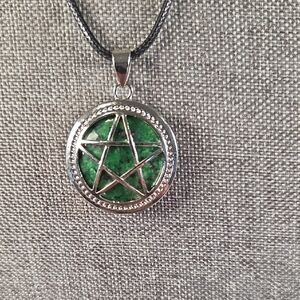 Silver and Green Pendant Necklace